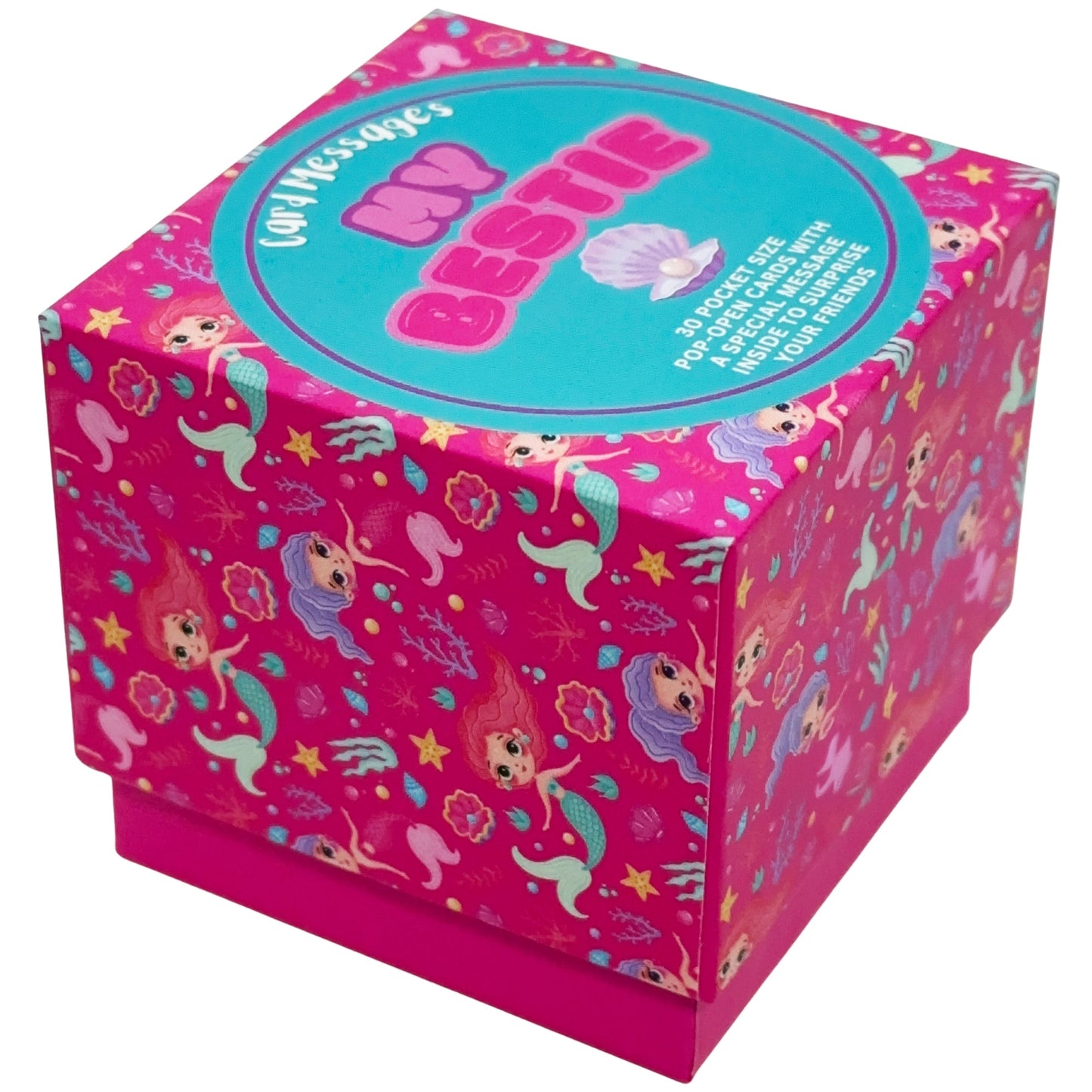 My Bestie Pop-Open Cards - 30 Pocket-Size Friendship Messages in a Cute Pink Mermaid Gift Box | Thoughtful Notes for Kids, Teens & Friends | Positive Affirmation & Friendship Gift